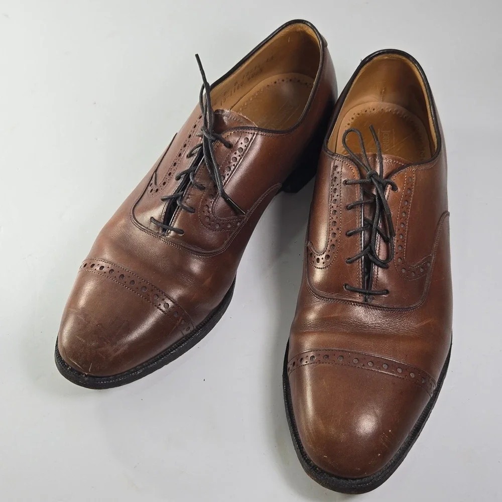 Johnston Murphy Heritage Cap Toe Oxfords‎ Brown Leather Men's Dress Shoes 9.5